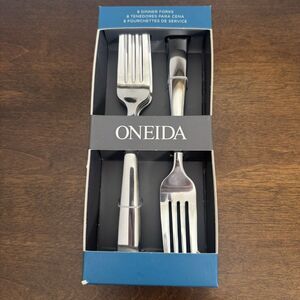 Oneida Flatware Set Of 8 Dinner Forks MONOLITH Glossy Stainless NEW 8”
